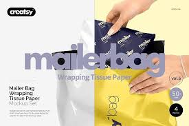 Mailer Bag Wrapping Tissue Paper Set Paper Mockup Free Psd Mockups Templates Mockup Free Psd