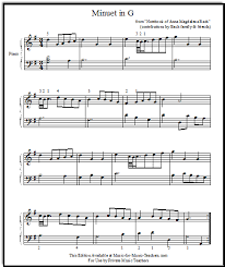 notebook for anna magdalena bach minuet in g the standard arrangement at music for music teachers com classical piano music classical piano piano music