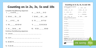 counting in 2s 3s 5s and 10s worksheet counting worksheet