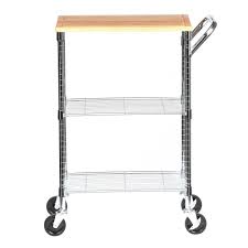 Dec 07, 2020 · the sportsman series stainless steel work table with rolling casters is a durable and portable work surface for use in the home or commercial kitchen, garage, shop, retail space or basement. Honey Can Do Chrome 2 Tier Kitchen Cart With Wood Top Shf 01607 The Home Depot Kitchen Cart Adjustable Shelving Stainless Steel Kitchen Cart
