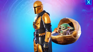 In the video below.the new #fortnite season 5 level 100 skin is like a kratos and thor mashup that evolves into barbarian blue surtur. Golden Mandalorian Skin The Child Backbling The Reach Baby Yoda Fortnite Battle Royale