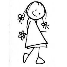 Tampon Bois Fille Fleur 5 X 2 6 Cm Dessin Bonhomme Dessins Faciles Facile A Dessiner