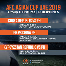 Il 2016 afc cup è stata la 13 ° edizione della coppa afc , asia secondaria squadra s' di calcio del torneo organizzato dalla confederazione calcistica asiatica (afc). Schedule Ph Azkals In The Afc Asian Cup 2019