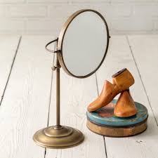 Adjustable Antique Brass Round Table Mirror In 2020 Mirror Table Brass Round Table Brass Table