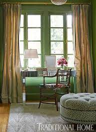 Gorgeous Windows With Brass Accents Are Lovingly Swather In Green Living Room Decor Living Room Decor Green Walls Living Room Green