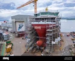 Aerial views of MV Glen Rosa and Glen Sannox, two Caledonian MacBrayne  ferries under construction at Ferguson Marine shipyard, Port Glasgow Stock  Photo - Alamy