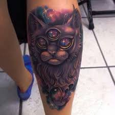 Are you ready to confront the symbolistic of this cat tattoo design? Tattoo Uploaded By Minerva Love This Galactic Three Eyed Cat Tattoo Unknown Artist 1223493 Tattoodo