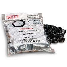 Some guys don't install the studs so that the holes line up so you are zig zagging the wire through them. Bailey Metal Products Steel Framing Grommets 100 Pack S The Home Depot Canada