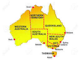 Australien foto canberra karte bildergalerie,fotogalerie reiseführer der länder australien: Karte Von Australien Zeigt Acht Staaten Und Grossen Stadten Isoliert Auf Weiss Lizenzfreie Fotos Bilder Und Stock Fotografie Image 6195776