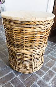 If you get tired of your living room basket, swap it with your bedroom storage the front end of this basket is slightly lower than the back to make it easy to grab what you need its sturdy construction will not scuff or scratch tables either which is a great feature if you'll be. Wicker Basket Side Table For My Living Room Diy Side Table Wicker Side Table Side Table Wood