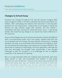 Changes In School Free Essay Example