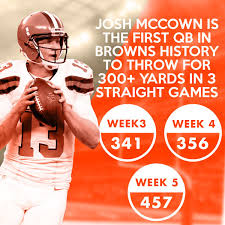 Cleveland Browns Qb Josh Mccown Had One For The Record Books During Week 5 When He Became The First Browns Cleveland Browns Cleveland Browns History Cleveland