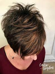 Caramel Balayaged Pixie Short Hair Styles Balayage Brunette Textured Haircut