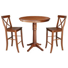 36 Round Bar Height Table With 12 Leaf And 2 X Back Stools Espresso 3 Piece Set Walmart Com In 2020 Oval Table Dining Extension Dining Table Bar Table