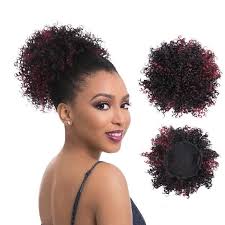 Ombre Short Curly Synthetic Bun Afro Drawstring Updo Chignon Ponytail Extensions Gottta Bun Curly Bun Hairstyles Synthetic Curly Hair Bun Hairstyles