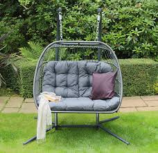 Patio hanging chair cover garden cocoon egg chair cover 420d oxford fabric waterproof swing egg chair covers with zipper drawstring double 232x203cm grey&black. Eleanor Double Folding Hanging Egg Chair Dark Grey Crownhill
