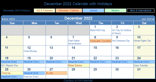 Print Friendly December 2022 Us Calendar For Printing