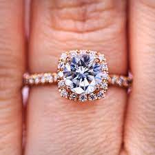 From ornate details to hand engravings, our engagement rings carry a modernized feel that brides flock to. Delicate Rose Gold Halo Diamond Engagement Ring