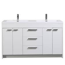 It has an undermount installation, providing a seamless appearance that adds to its elegance. Eviva Lugano 60 White Modern Double Sink Bathroom Vanity W White Integrated Top Bathroom Vanities Modern Vanities Wholesale Vanities