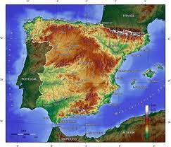 We hope you find useful our free guide of spain. A Topographical Map Of Spain The Frances Route Crosses The Pyrenees From France Into The Valley Of T Mapa Fisico De Espana Historia De Espana Espana Turismo