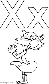 This letter x coloring page features both capital x and lowercase x, plus a cute picture to color that starts with the letter x. X Is For Fox Coloring Page Coloringall