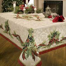 Benson Mills Christmas Ribbons Engineered Printed Fabric Tablecloth 60 Inch By 120 Inch Cloth Napkins Amazon Com Au