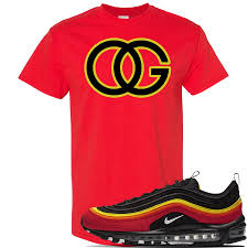Air Max 97 Black Chile Red Magma Orange White T Shirt Og Red Cap Swag