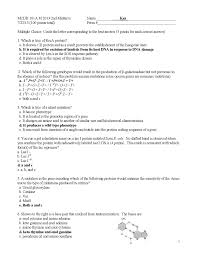Start studying genetic mutations pogil. Midterm Exam 2 With Answer Key Molecular Genetics I Mcdb 101a Docsity