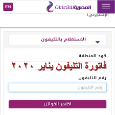 يمكن لجميع عملاء المصرية للاتصالات الاستعلام عن فاتورة التليفون الأرضي بكل سهولة وبشكل الكتروني من خلال الهاتف أو الحاسوب من خلال موقع المصرية للاتصالات على شبكة الانترنت. Ø®Ø·ÙˆØ§Øª Ø§Ù„Ø§Ø³ØªØ¹Ù„Ø§Ù… Ø¹Ù† ÙØ§ØªÙˆØ±Ø© Ø§Ù„ØªÙ„ÙŠÙÙˆÙ† Ø§Ù„Ø£Ø±Ø¶ÙŠ Ù„Ø´Ù‡Ø± ÙŠÙ†Ø§ÙŠØ± 2021 ÙˆØ³Ø¯Ø§Ø¯Ù‡Ø§ Ø§Ù„ÙƒØªØ±ÙˆÙ†ÙŠØ§ Ø¹Ø¨Ø± Ù…ÙˆÙ‚Ø¹ Ø§Ù„Ù…ØµØ±ÙŠØ© Ù„Ù„Ø§ØªØµØ§Ù„Ø§Øª