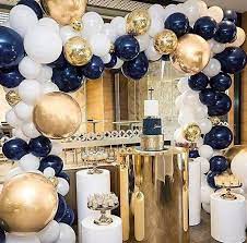 Blue Gold Chrome Confetti White 50 Pieces 10 99 Black And Gold Party Decorations Gold Party Decorations Blue Party Decorations