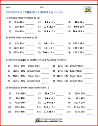 Download this multiplication practice worksheet worksheet for students starting to learn how to multiply. Multiply And Divide By 10 100