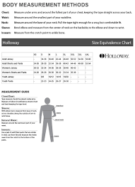 holloway sizing chart amerasport