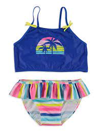 Banana Boat Girls Rainbow Stripe Bikini Swimsuit, 4-16 - Walmart.com