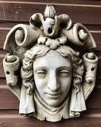 Decorative Stone Wall Plaque Face Mask Neo-classical Style Mascaron  'parisien' 30cmh