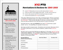 Officer Nomination Form With Job Descriptions Pta Elections Pta Board Pto Fundraiser