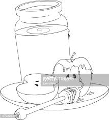 Rosh hashanah coloring pages are a fun way for kids of all ages to develop creativity, focus, motor skills and color recognition. Vector De Rosh Hashanah Honey Jar And Apples Coloring Page Royalty Free