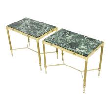 Pair Of Italian Brass Side Tables With Green Marble Top 1950s Brass Side Table Green Marble Marble Table Top