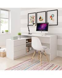 Mobilier tout en un avec bureau et rangement intégrés. Bureau Avec Rangements Teo En Blanc