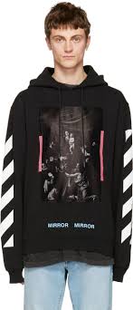 Black And White Sweatshirt Mens 395 Off White Pull A Capuche Noir Diagonal Caravaggio Off White Clothing Brand Off White Clothing Off White Hoodie Men