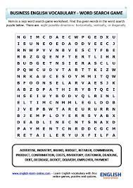 If you get stuck, just click the hint. Top 140 Business English Vocabulary Word Search Puzzle In English