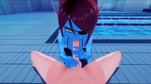The mermaid Undyne gets POV fucked in the pool, creampie 