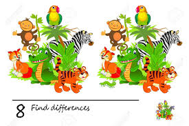 Take a simple set of clues and match up every item in four different categories using nothing but pure logical deduction. Find 8 Differences Logic Puzzle Game For Children And Adults Page For Kids Brain Teaser Book Illustration Of Cute Animals In Jungle Task For Attentiveness Play Online Math Education Royalty Free Cliparts