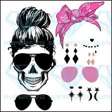 Download Skull Girl Svg Skull Svg Skull With Accessories Svg Skull With Bow Png Skull Silhouette Skull Png Supersvg