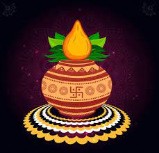 Premium Vector Vector Kalash Illustration With Coconut Green Leaf Rangoli Designs For Competition Happy Dhanteras Simple Rangoli Designs Images