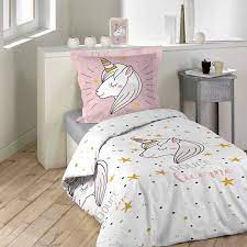 De quoi donner envie d'écouter de belles. Parure Housse De Couette Fille Coton Licorne Lilirose 140x200cm