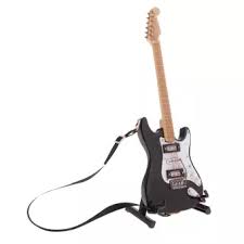 Perfeclan 1 6 Dollhouse Music Instrument Ornament Miniature Electric Guitar With Stand