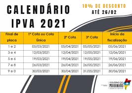 Por isso, é importante que você saiba como fazer o pagamento ipva para. Fique Por Dentro Do Calendario De Pagamento Do Ipva 2021 E Saiba Como Obter 10 De Desconto Maranhao De Todos Nos