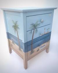 Shop blue nightstands from ashley furniture homestore. Painted Beach Nightstand Painted Ocean Nightstand Beach End Etsy
