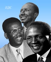 Trois figures marquantes de la période des luttes collectives pour les  libertés fondamentales : Valdiodio Ndiaye, Abdoulaye Ly, Assane Seck.