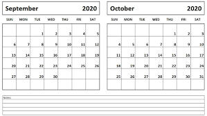 2020 September October Calendar September Calendar Calendar Printables October Calendar